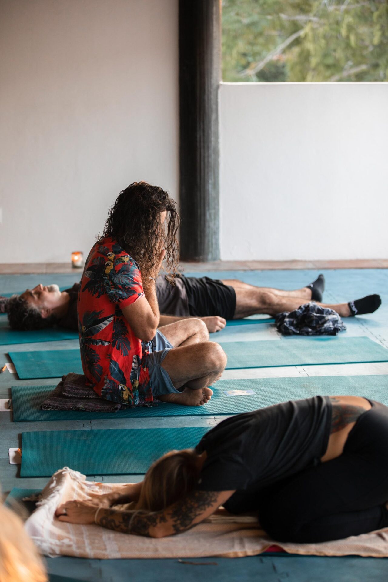 breathwork retreat session with man in deep altered state