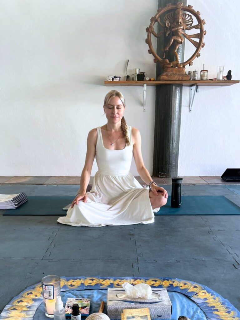 hybrid breathwork training teacher megan – Unity Breathwork accredited breathwork training teacher - Megan, sitting in meditation
